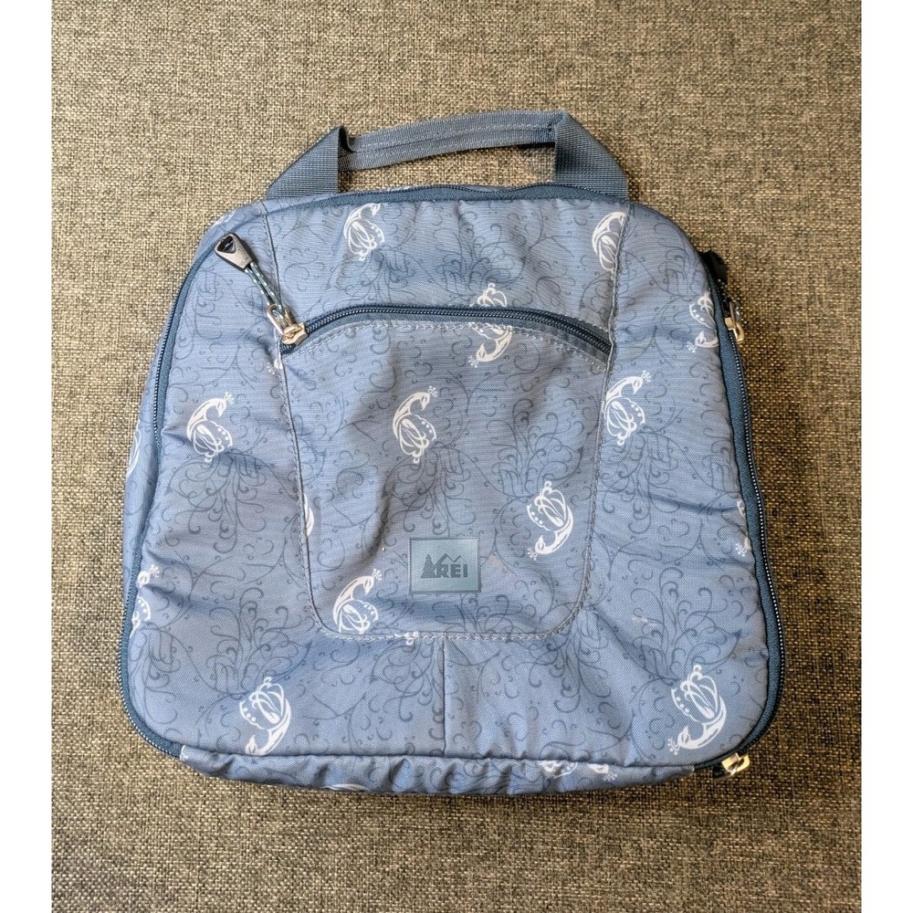 REI Co-op Abstract Animal Print Blue Travel Carry Grooming / Makeup Bag Camping